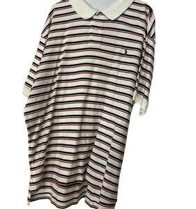 Polo Ralph Lauren Mens White Red Blue Striped Short Sleeve Polo Shirt